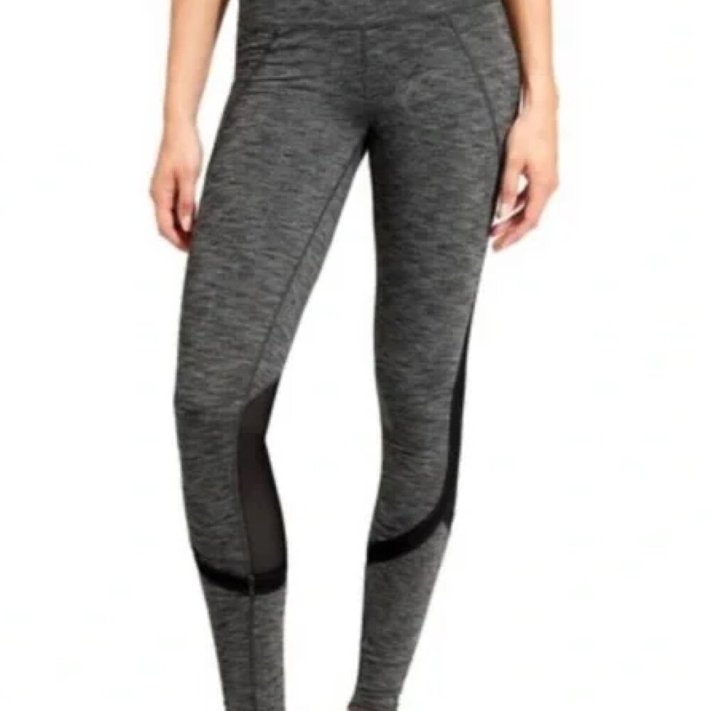 Athleta Heather Gray Black Mesh Leggings Size Small